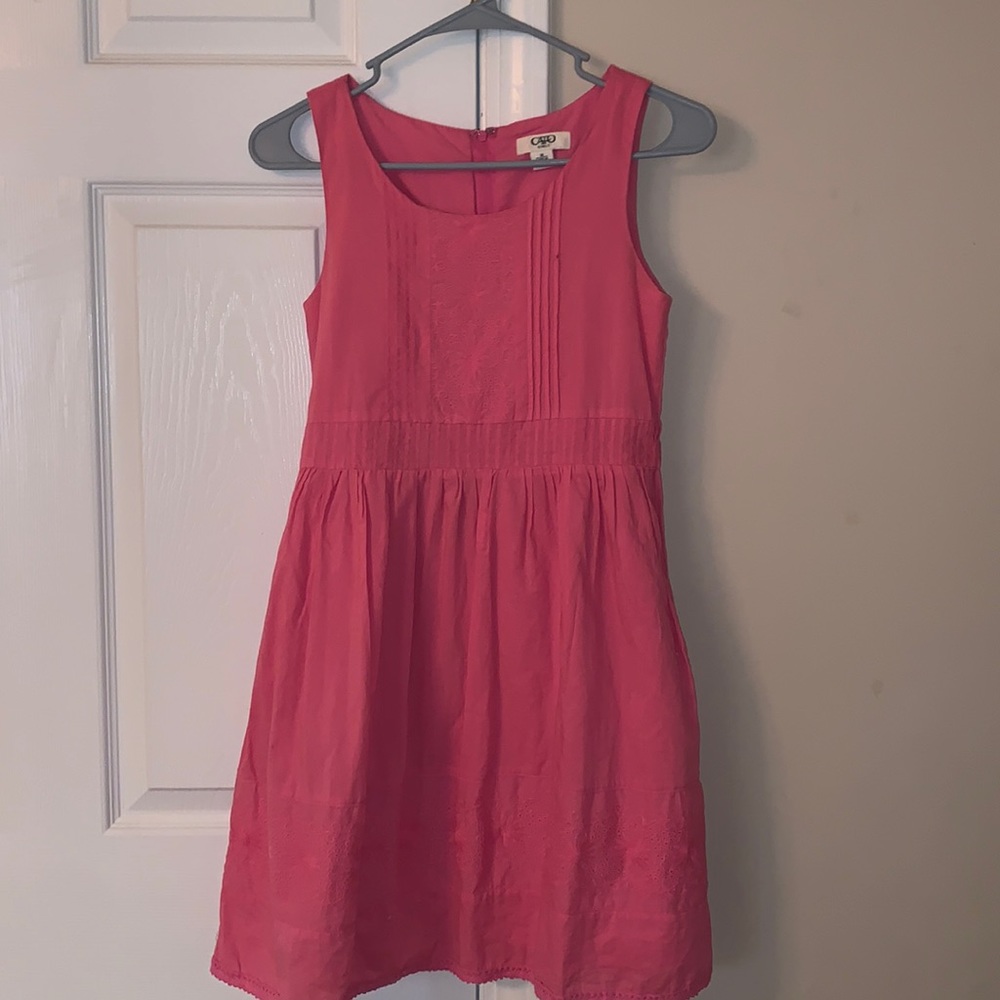 Barely worn Pretty pink dress with floral embroidery details.